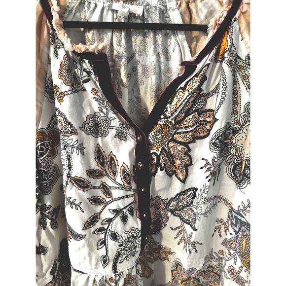 Anthropologie Floreat Patchwork Sleep Shirt Floral Plaid Velvet Trim Boho XL - Picture 4 of 8